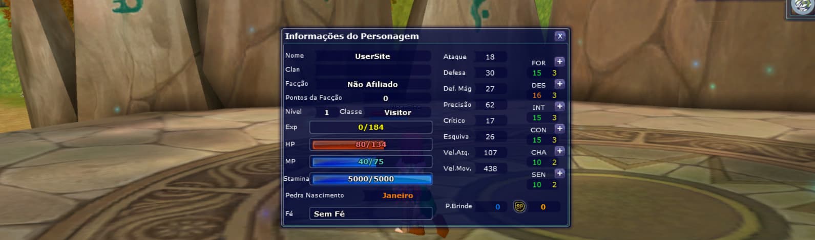 Visualização dos status